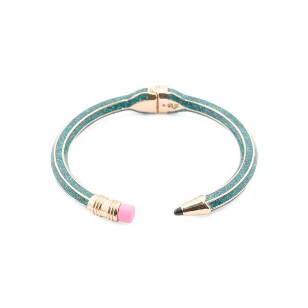 Betsey Johnson Hinged Blue Green Teal Pencil Bracelet Teacher Gift New in Box!